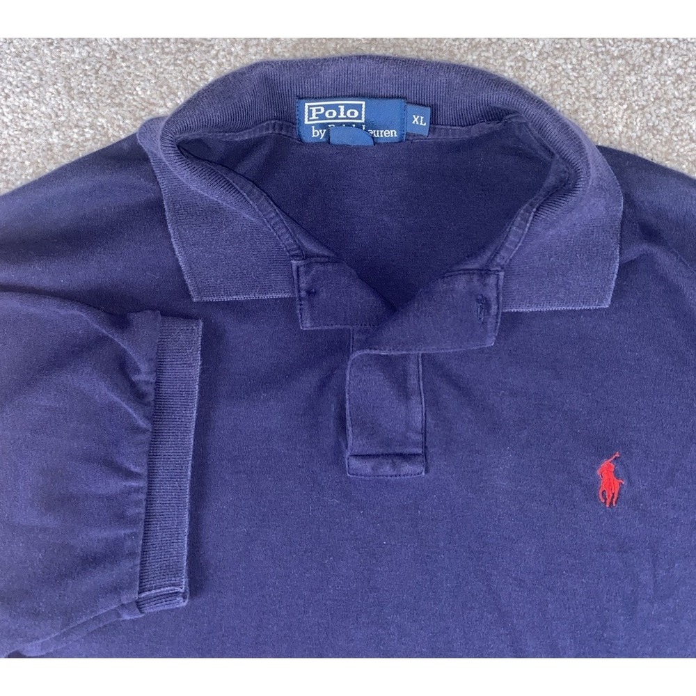 Polo Ralph Lauren Soft Cotton Polo Solid Blue Men XL Red Pony Preppy Casual Work